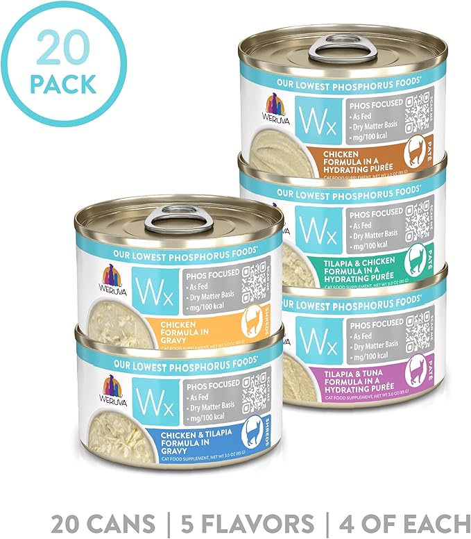 Weruva Wx Phos Focused Variety Pack – Canned Cat Food, 3 oz Cans (20 Count)
