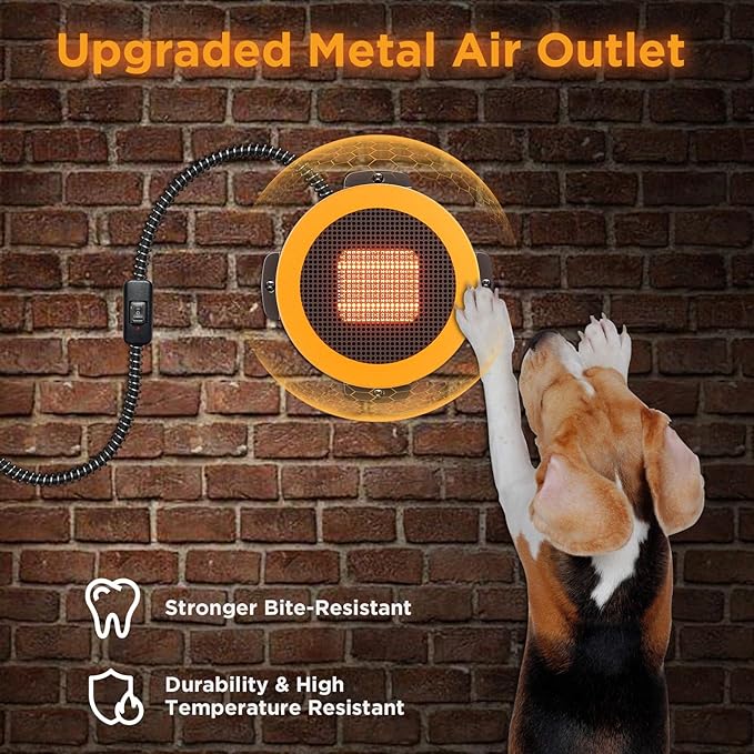 TURBRO Neighborhood Dog House Heater 400W, Wall Mount, 10ft Anti Bite Cord, Waterproof Control, Overheat Protection, Electric Warmer for Hound Kennel Cat Cage Chicken Coop Rabbit Hutch, UL Test Passed