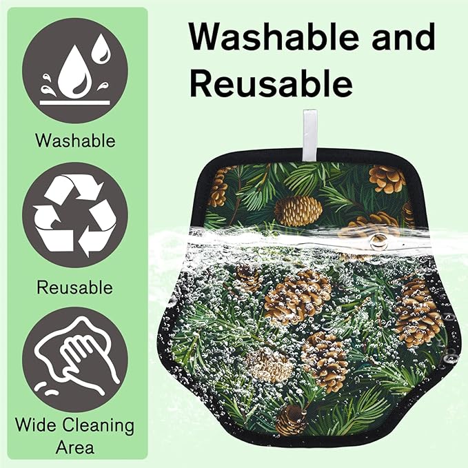 Reusable Pet Hair Removal Glove Pine Cones Leaves Magic Brush for Cat & Dog Hair Remover for Car, Sofa, Bedding, Clothes - 9x9 Mitt Washable