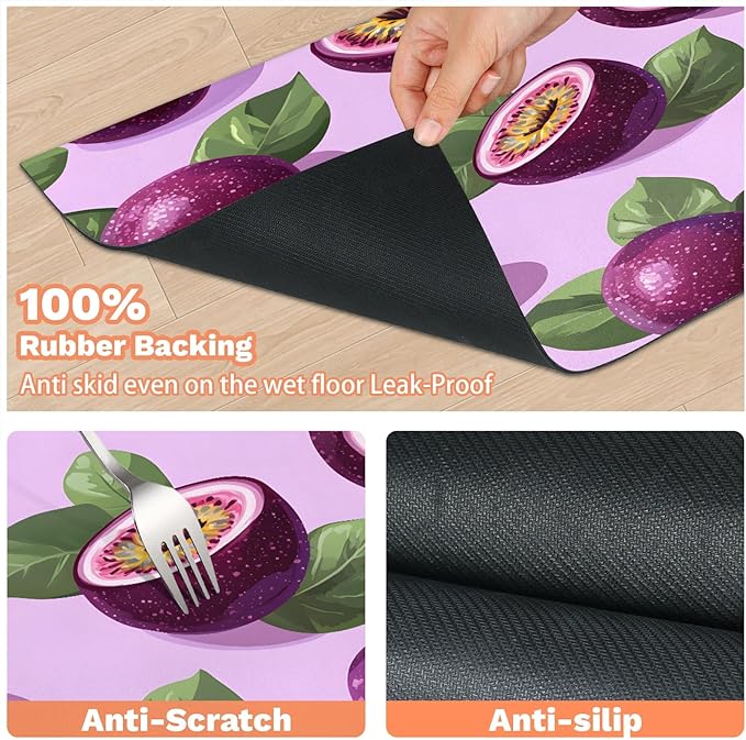 Passion Fruit Dog Food Mat for Floors Absorbent Dog Bowl Mat for Food and Water Dispenser Quick Dry Cat Food Placemat Pet Supplies 16" x 24", Tropical Fruit
