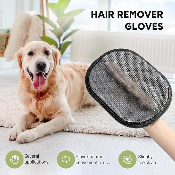 Pet Hair Remover Gloves, 2025 Upgrade Reusable Electrostatic Glove for Cat & Dog Hair Remover Mitt for Couch Furniture Carpet Car Seat Pet Grooming Gloves (1)