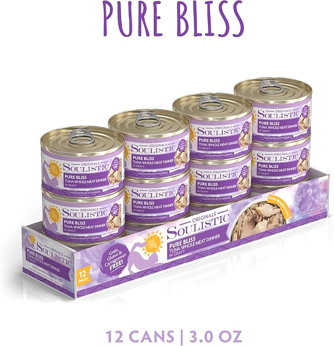 Soulistic Originals, Pure Bliss Tuna Whole Meat Dinner in Gravy, 3oz Can, Pack of 12