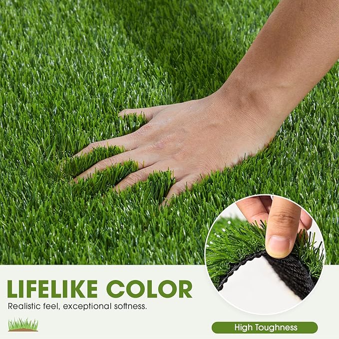 Artificial Grass Turf Grass for Dogs & Outdoor Use, Realistic Fake Lawn Grass for Patio, Garden, Balcony, Durable Turf for Indoor Outdoor Mats (23.6 x 19.7 in)