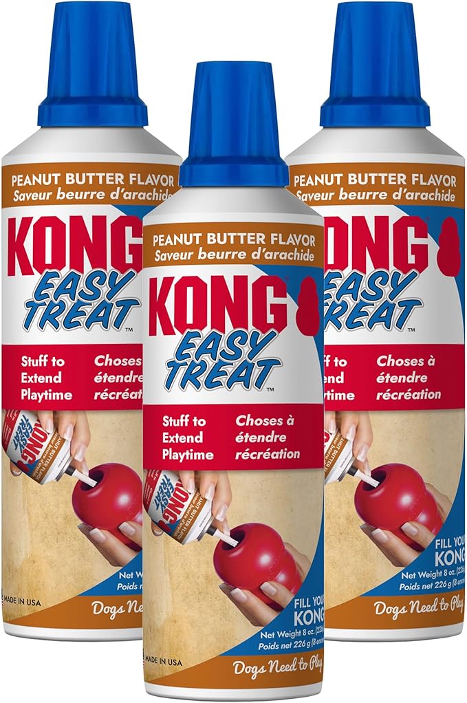 KONG Easy Treat Dog Paste 3-Pack – Mess-Free Stuffing Toys, Training & Reward Treats, Made in USA, Highly Digestible, No Refrigeration Needed (Peanut Butter)