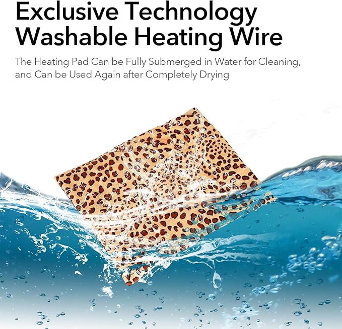 USB Heating Pad for Cat, Small Dog, 5V Safe Heated Pet Mat with 3-Temp, Hand Washable Warming Pad for Indoor Outdoor Use, Powered by Battery Operated Power Bank Car Charger (Leopard Print)