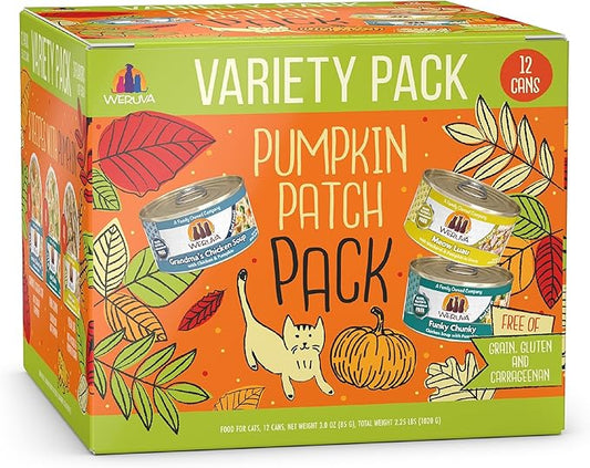 Weruva Wet Cat Food, Pumpkin Patch Pack Variety Pack, 3oz Can (Pack of 12)