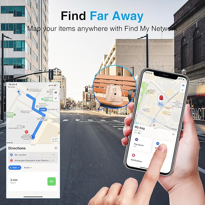 Tags-2 Pack Air Tracker, Key Finders and Item Finder Locator with Sound, Smart Tag Bluetooth Trackers Compatible with Apple Find My (iOS Only), Luggage, Key, Pet Tracker, Lightweight, Black
