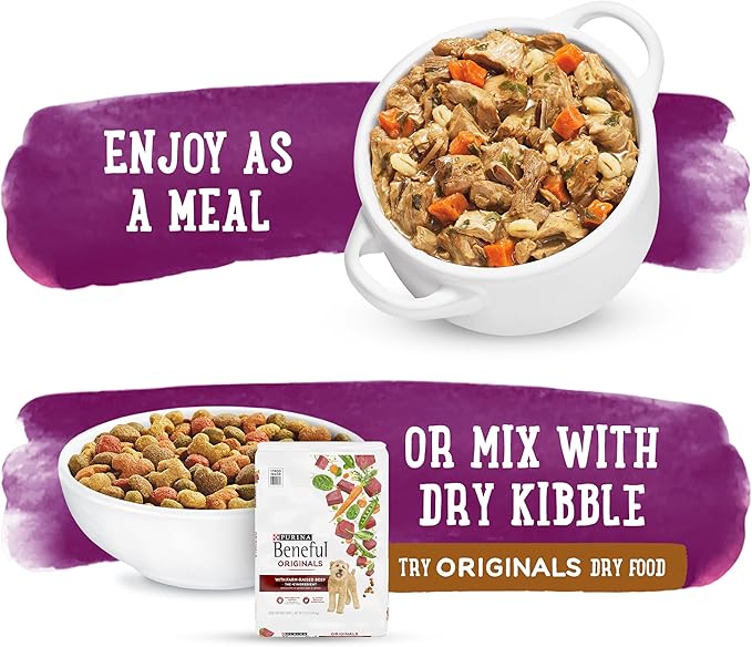 Beneful Purina Gravy Wet Dog Food, Prepared Meals Simmered Beef Entree - (8) 10 oz. Tubs (Pack of 2)