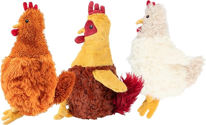 Best Pet Supplies Interactive Squeaky Dog Chew Toy, Ideal Dog Toys for Chewers, Small, Medium & Large Dogs, and Fetch Lovers - Crinkle Chicken (Brown), Large