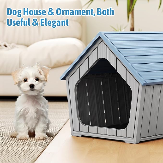 Fancyango Outdoor & Indoor Dog House for Weatherproof and Stylish Furniture, Dog House Outdoor, Multi - Use for Small and Medium Dogs (Blue, 23.43" L×22.44" W×22.24" H)