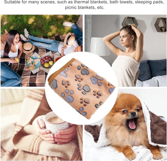 3Pcs Dog Paw Print Fleece Blanket, Pet Warm Sleep Mat, Coral Fleece Soft Dog Blanket with Cute Paw Design, Bite Resistant Pet Supplies for Dogs Cats Small Animals (25.5cm)