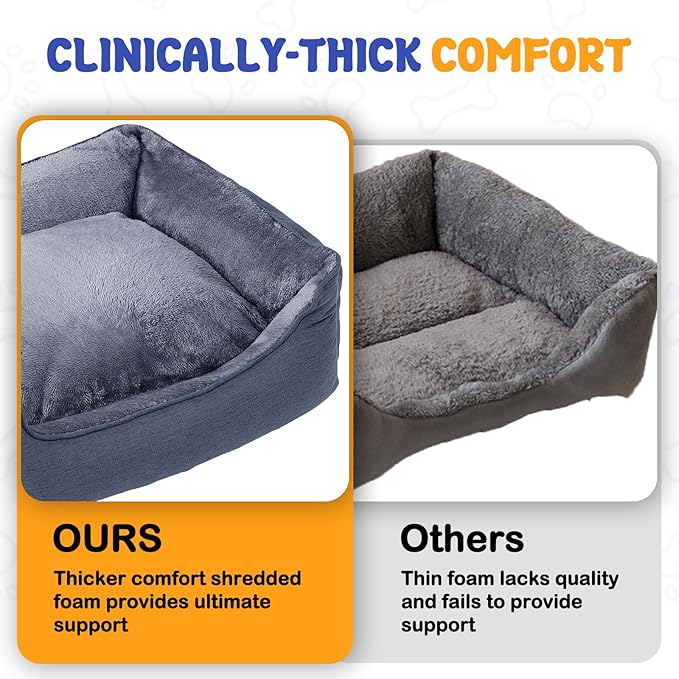 Makigued Rectangle Dog Bed for Medium Size Dog with Removable Washable Cover Pet Bed with Bolster Sides Non-Slip Bottom Pet Sofa Waterproof Lining Durable Pet Cuddler, Dark Grey, 29x 23x 7.1 in