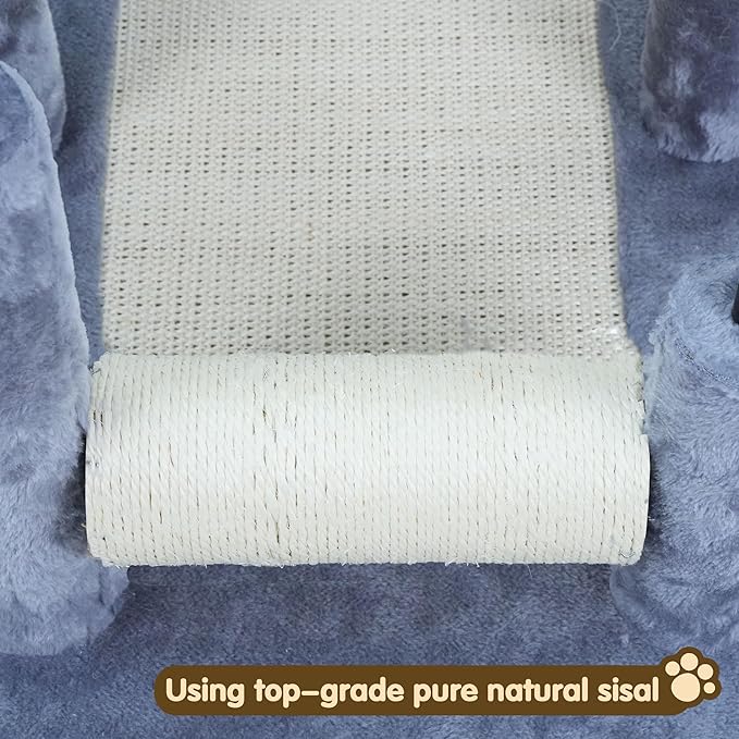 ROYPET Multifunctional Cat Scratching Posts for Indoor Kittens,Cat Scratching Posts for Play and Activity,Scratching Posts with Feather Toys and Plush Perch Bed,Grey