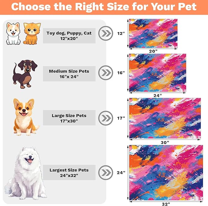 Colorful Graffiti Dog Food Mat for Floors Absorbent Dog Bowl Mat for Food and Water Dispenser Quick Dry Cat Food Placemat Pet Supplies 12" x 20", Abstratc Graffiti