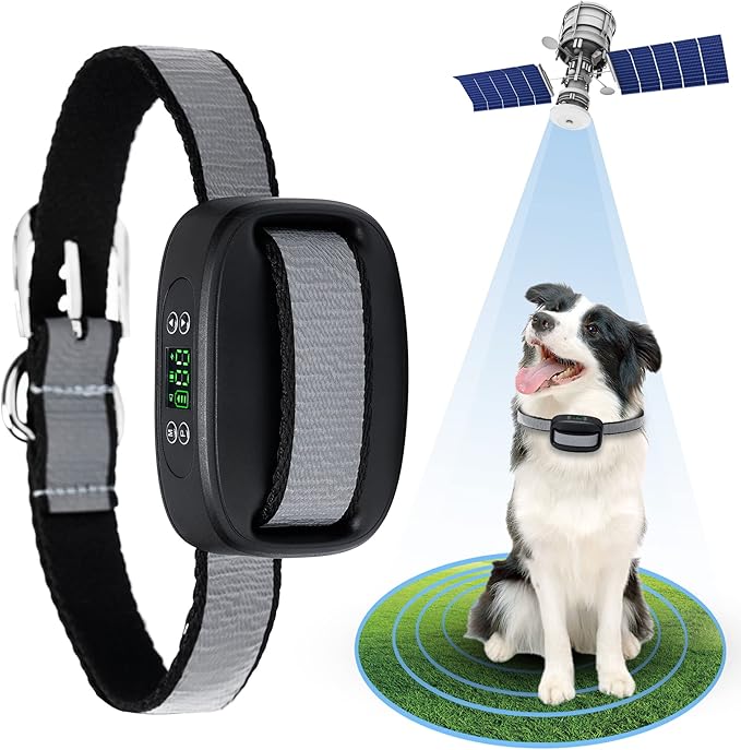 WIEZ GPS Wireless Dog Fence, Electric Dog Fence for Outdoor, Pet Containment System with Waterproof Collar, Adjustable Range 98-3280 FT, Harmless and Suitable for Most Dogs
