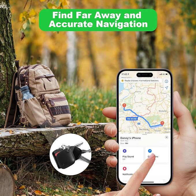 AURTEC Smart Air Tracker for Pets, Vehicles, Keys & Luggage - Compatible with Apple Find My App (iOS Only), Real-Time Global Location Tracking, Long Battery Life, Geo-Fencing,1 Pack