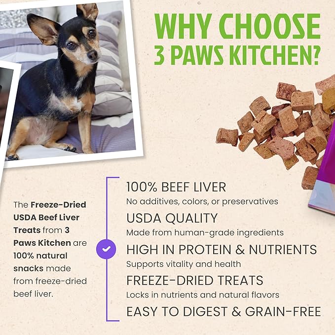Freeze Dried Beef Liver Treats for Dogs - Healthy, High Protein Dog Snacks - Single Ingredient Liver Treats for Training & Rewards - Made in USA - Premium Freeze Dried Dog Treats