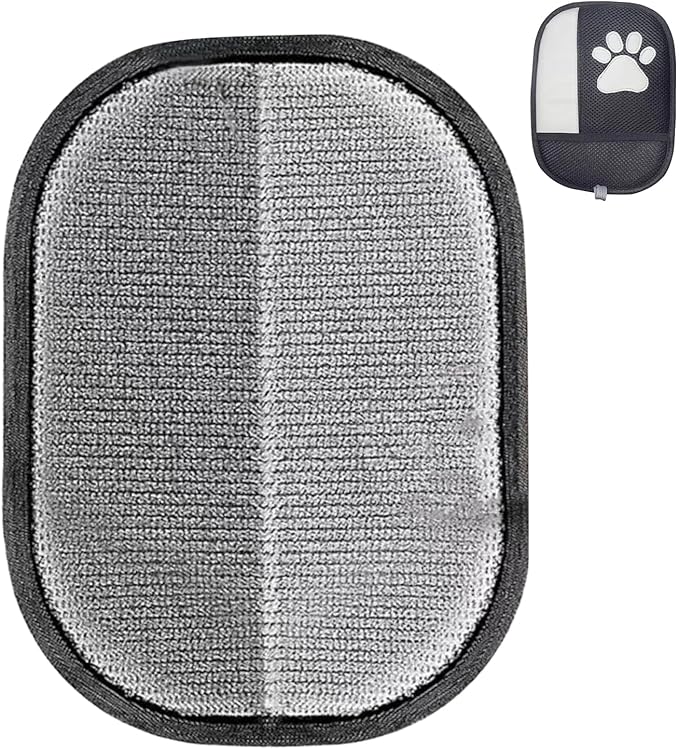 Pet Hair Remover Glove – Silicone Bristles Size, Flexible Grooming Mitt | Electrostatic Cleaning Mitt, Shedding Lint Catcher | for Furniture Carpet Couch Bedding and Auto Interior
