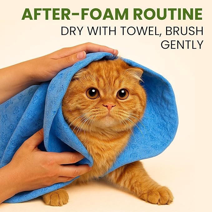 Waterless Cat Shampoo - Dry Shampoo for Cats - No Rinse Cat Shampoo - Tick, Flea & Itch Relief - Detangling Foam - Coconut & Aloe - Cat Waterless Bath 5.07 floz