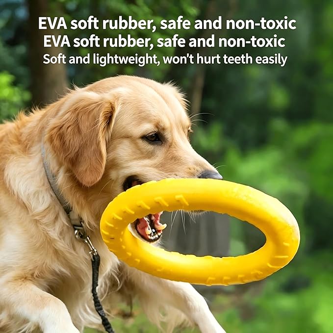 Durable EVA Dog Chew Toy Set, Indestructible Dog Frisbee, Interactive Pet Ball, Dog Pull Ring, Non-Toxic Lightweight Puppy Outdoor Training Playing Supplies for Small Medium Dogs