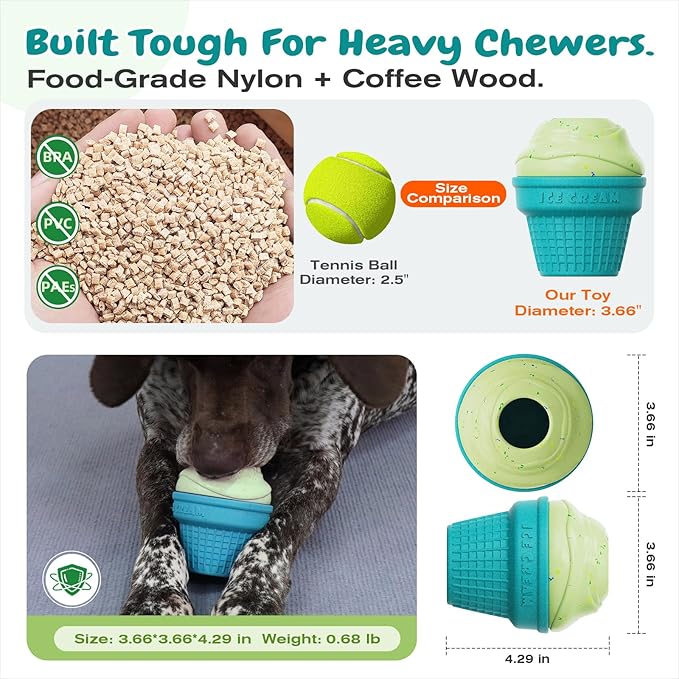 KADTC 3 in 1 Large-Size Durable Dog Fillable & Frozen Lick Treat Toy No-Transfer Freeze & Play Mess-Free Ultimate Boredom Buster, Kibble Dispenser Food Ball & Tough Dogs Chew Toys BPA-Free & Safe