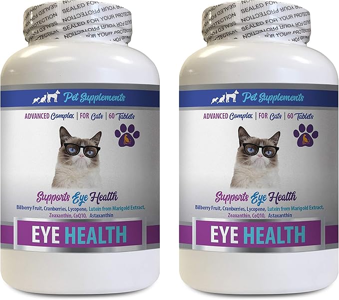 cat antioxidant Supplements - Cats Eye Health Complex - Advanced Formula for Eye Sight - Immune Boost - cat quercetin - 2 Bottles (120 Tablets)