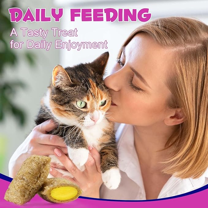 Cat Vitamins Treats, 15 in 1 Cat Multivitamin Chews Vitamins with Taurine, Omega Fatty Acids, Prebiotics for Health, Bones, Joint, Skin & Coat, Digestion, Immune Support(30 Day Supply)-2PCS