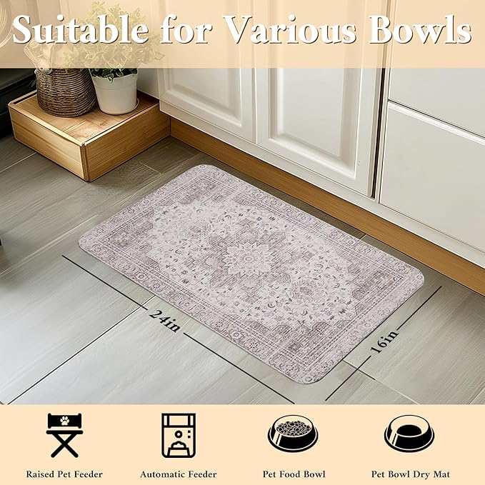 Dog Food Mat for Floors Waterproof Quick Dry Pet Placemat Cat Feeding Bowls Mats for Food and Water, Eco-Friendly Dog Accessories Diatomite Pets Supplies 16" X 24"