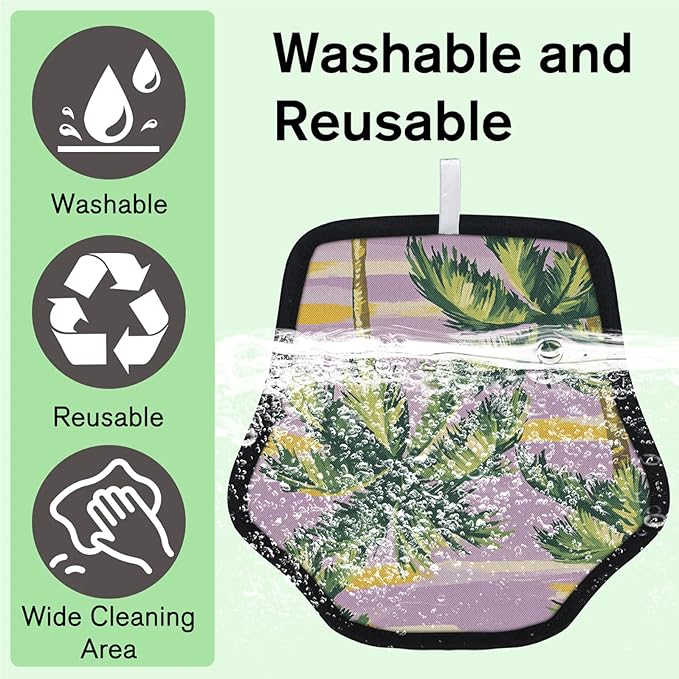 Reusable Pet Hair Removal Glove Palm Trees Theme Magic Brush for Cat & Dog Hair Remover for Car, Sofa, Bedding, Clothes - 9x9 Mitt Washable