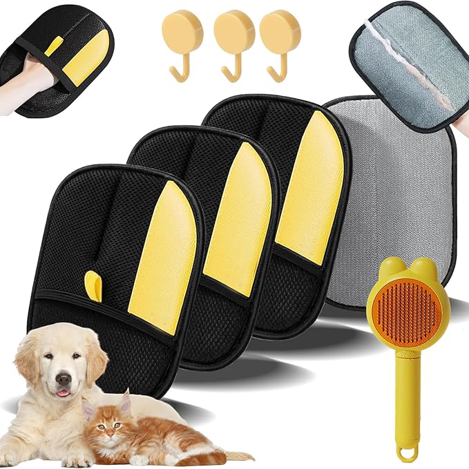 Static Removal Gloves for Pet Hair, 2025 New Pet Hair Remover Glove, Electrostatic Pets Hairs Remover, Pets Grooming Gloves for Carpet, Couch, Clothing and Other Surfaces (3PCS)