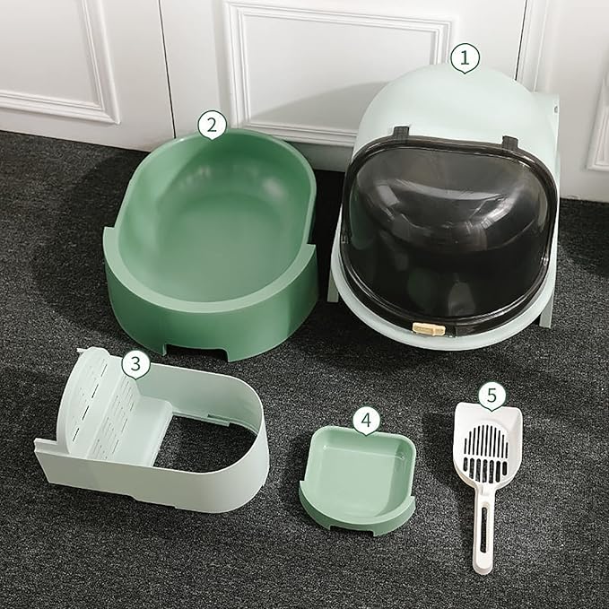 Cat Litter Box, Front Entry Cat Litter Box with Lid, Covered Kitten Litter Tray,Corridor-Type Odor-Proof Litter Box with Sand Drawer Including Cat Litter Scoop (Color : Orange)