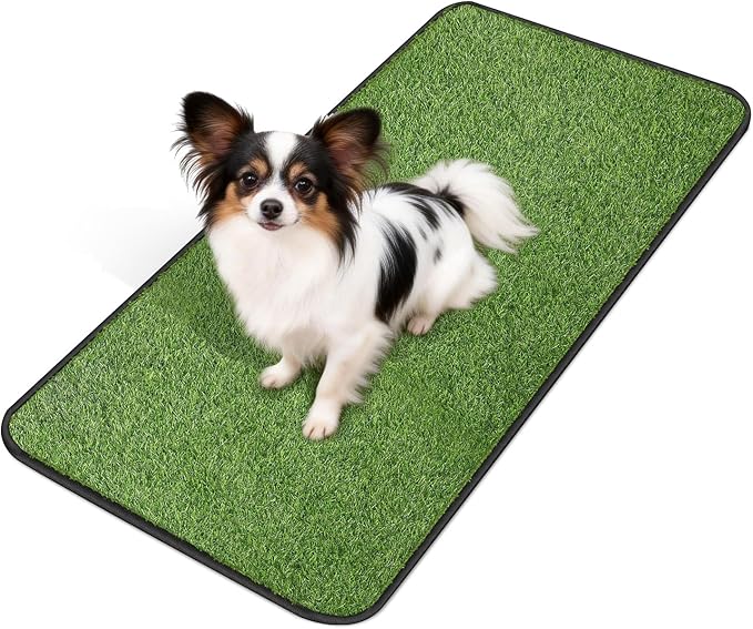 Artificial Grass for Dogs Potty, 19.8"x39.6" Reusable Pet Training Mat for Home and Travel, Washable Hemmed Edge Grass Pee Pad with Drainage Holes, Easy to Clean (19.8"x39.6")