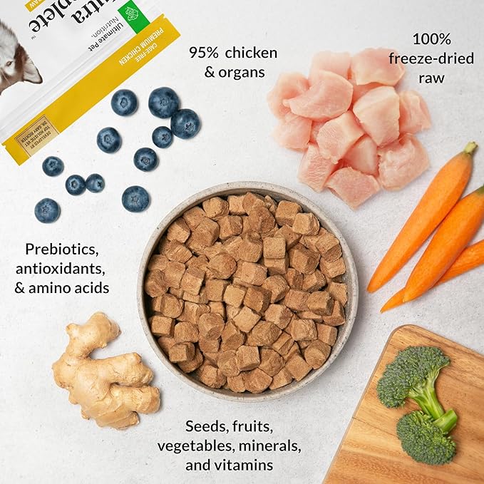 ULTIMATE PET NUTRITION Nutra Complete, 100% Freeze Dried Raw Veterinarian Formulated Dog Food with Antioxidants Prebiotics and Amino Acids (3 Pound (Pack of 4), Chicken)