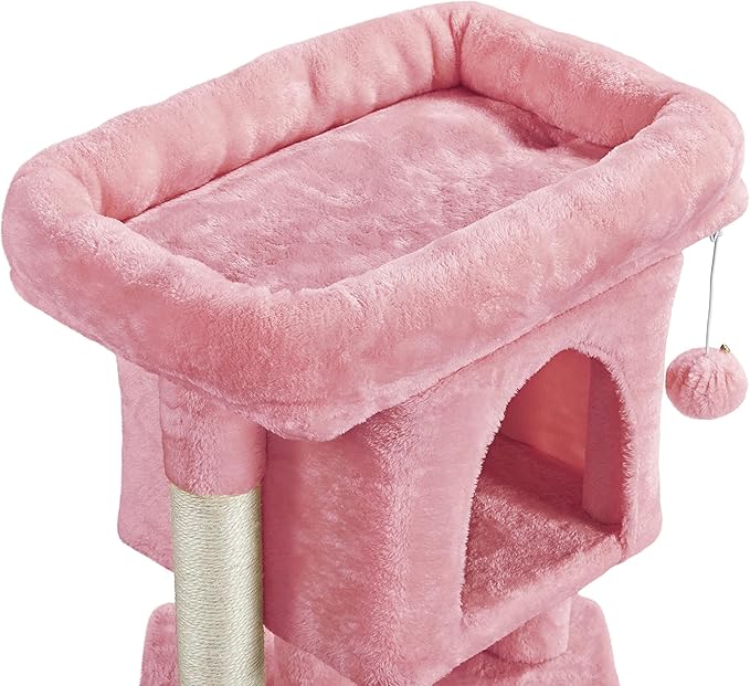 Yaheetech Cat Scratching Posts with Bed, 23.5 Inches Cat Kitten Scratcher Featuring with Sisal Scratch Posts, Interactive Dangling Ball for Indoor Large Cats, Pink