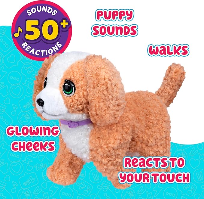Little Live Pets Ouchies Amazon Exclusive Hazel The Poodle Plush, 50+ Sounds, Limping to Walking Puppy Toy & Carrier, Interactive Puppy Toy for Kids 5+