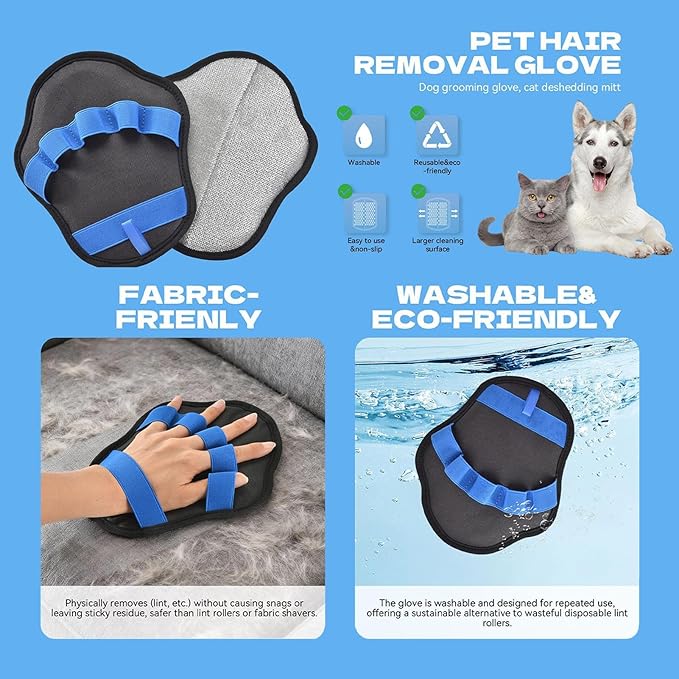 Electrostatic Pet Hair Remover Glove,Electrostatic Five-Finger Dog Cat Lint Mitt Tool - Dog Hair Remover Glove,for Laundry Couch Carpet Car Seat Clothing Bed Sofa