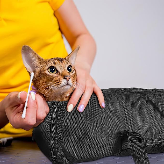 HANABASS Cat Grooming Bathing Bag for Nail Trimming Mesh Cat Holder for Travel Vet Visits Versatile Pet Shower Bag Easy Access Openings and Zipper Closure