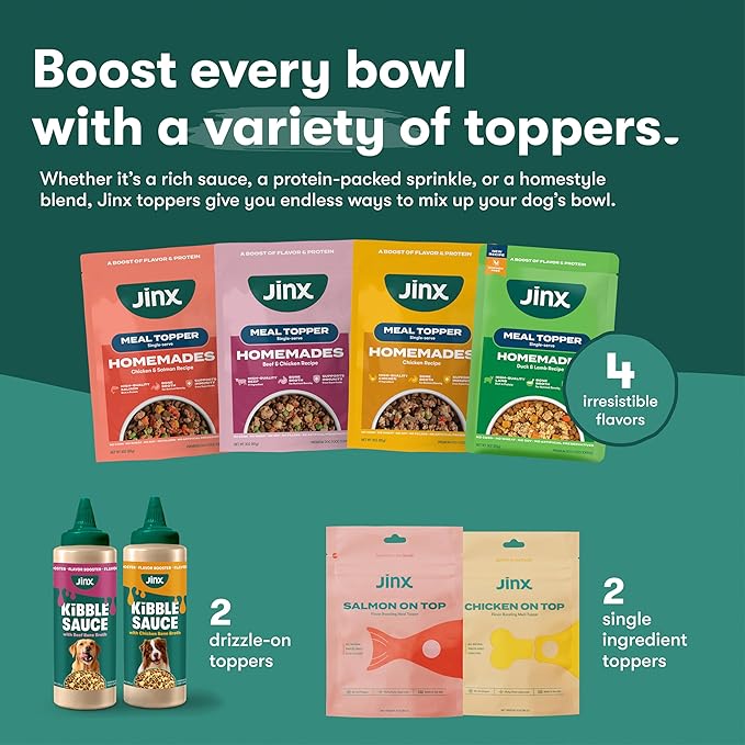 Jinx Wet Dog Food Topper, Mix with Dry Dog Food, Made with Real Lamb & Duck, Bone Broth, No Fillers, Puppy, Adult, Senior, 3oz, 8 Pack
