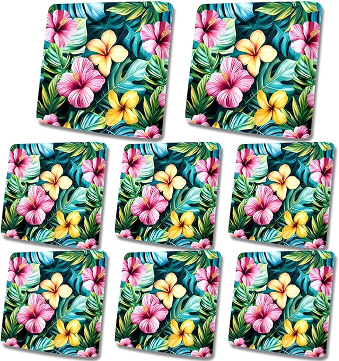 HANDONTIME 8Pcs Outdoor Patio Cushion Covers Multi Floral Stretch Couch Cushion Cover Patio Couch Slipcover for Outdoor/Indoor Washable Jungle Non-Slip Furniture Protector for Pet (Multi, Cover Only)