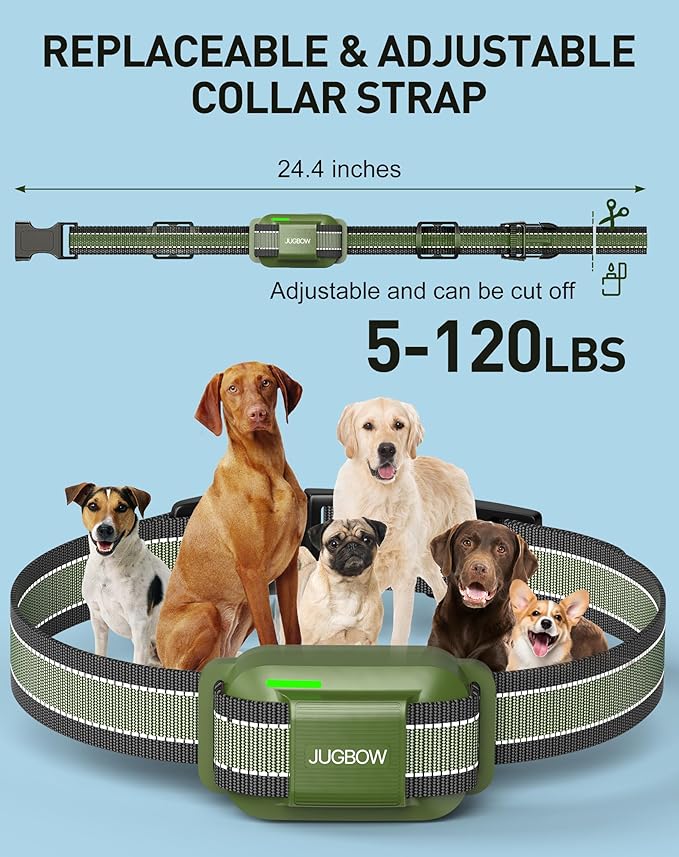 Jugbow Dog Shock Collar - 4200FT Training Collar with Remote for 5-120lbs Large Medium Small Dogs, IPX8 Waterproof E Collar with 4 Training Modes, Security Lock, Rechargeable Shock Collar (Green)