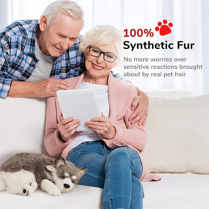 Original Petzzz Alaskan Husky, Realistic Lifelike Stuffed Interactive Pet Toy, Companion Pet Dog with 100% Handcrafted Synthetic Fur