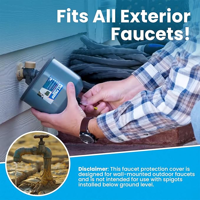 Cold Front Product Metal Faucet Cover - Pet Proof Outdoor Faucet Covers - Hose Bib Covers - Water Spigot Protector - Durable Outdoor Spigot Protection - 5.5" x 6.5" x 5.0" (Pack of 2, Gray)