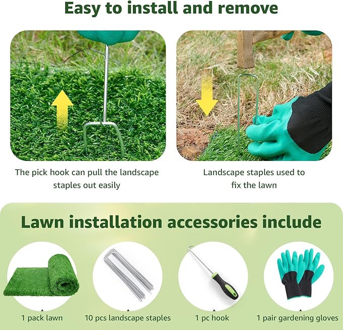 LOOBANI Synthetic Artificial Turf, Artificial Grass for Dog Potty with Drainage Holes, Fake Grass Rug for Garden Landscape Balcony Patio Backyard Decoration, 3 Feet x 5 Feet