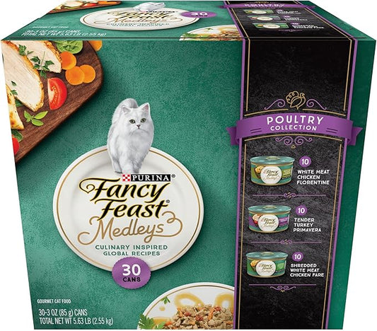 Purina Fancy Feast Medleys Poultry Collection Wet Cat Food Variety Pack - (Pack of 30) 3 oz. Cans