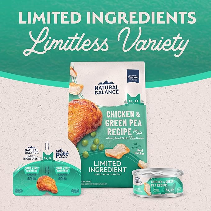 Natural Balance Limited Ingredient Split Cup Chicken & Sweet Potato Soft Pate Wet Cat Food Recipe for Sensitive Stomachs and for Healthy Digestion, 2.6 oz. (Pack of 10)