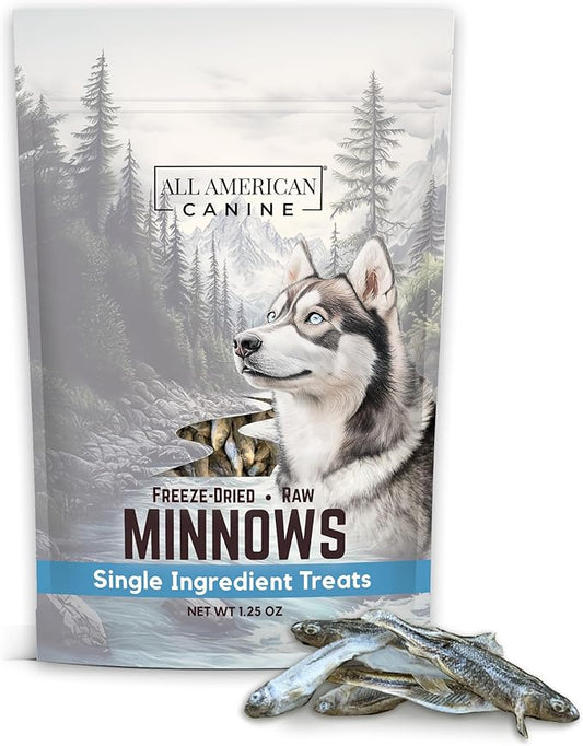 Freeze Dried Minnow Cat & Dog Treats 1.25oz – Single Ingredient Whole Fish - USA Raised High Protein Omega‑3 Training Snacks for Cats Kittens Puppies Dogs