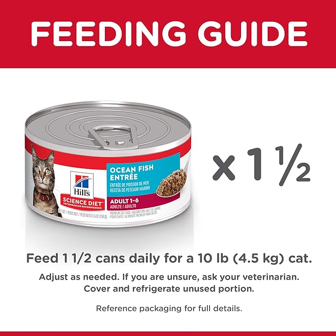 Hill's Science Diet Adult 1-6, Adult 1-6 Premium Nutrition, Wet Cat Food, Ocean Fish Minced, 5.5 oz Can, Case of 24