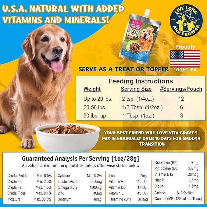 Healthpro VitaGravy® Dog Food Topper, Natural Dog Treat. Real, Herb Roasted Chicken Purée Delicious and Delightful. Dogs Love its Irresistable Real Human, Food-Grade Ingredients! 3.5oz, 3 Pk