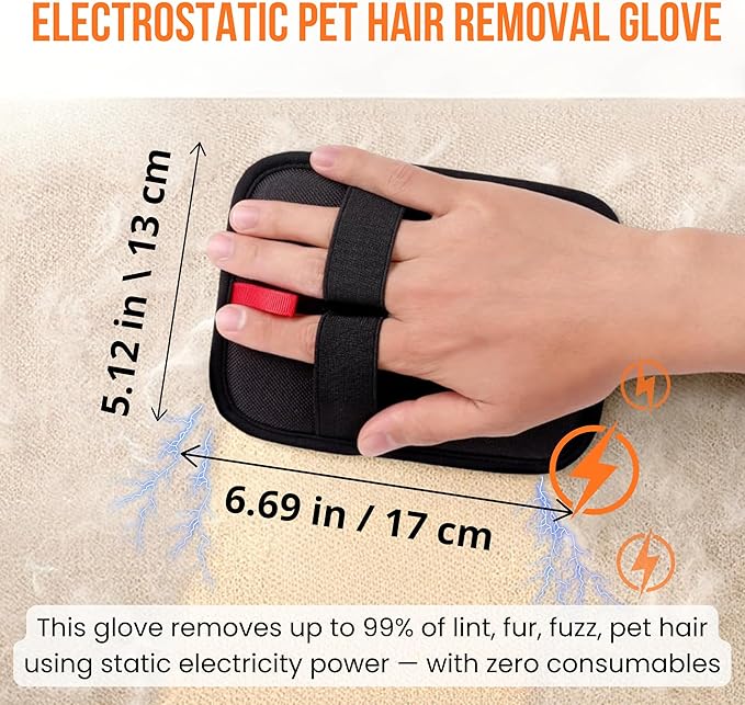 2PCS Upgraded Pet Hair Removal Glove & Pet Bandana; Electrostatic, Reusable Hair Removal for Dogs & Cats, Static Fur Remover Brush for Pet Hair from Clothes, and Carpet