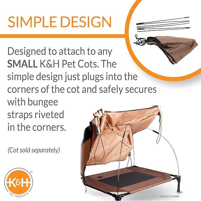 K&H Pet Products Pet Cot Canopy (Cot Sold Separately) Tan Small 22 X 17 Inches